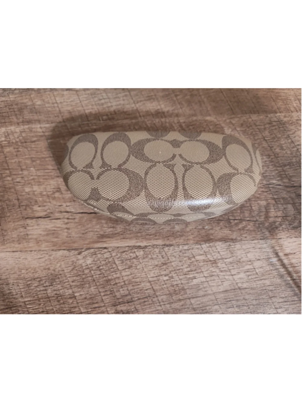 Coach Women's Signature Logo Eyeglass Case, One Size, Beige and Brown